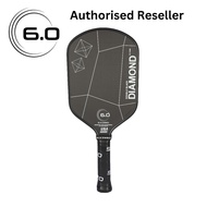 SIX ZERO 6.0 Pickleball Paddle 16mm Double Black Diamond Elongated (DBDe) and white