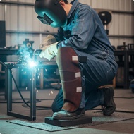 [tlvcbd] Bovine Leather Welder Leg Guards Flame Retardant Leather Metalworking Spats Adjustable Stra
