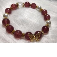 Bracelet- Strawberry 🍓 Rose Quartz with Pearl