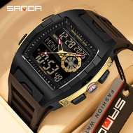 Durable SANDA Student Watch - 3 Time Zones, Chronograph, Luminous, Waterproof & Date