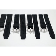 ❉ Watch Strap - Black Silicone Rubber Diver Strap 20mm ➾