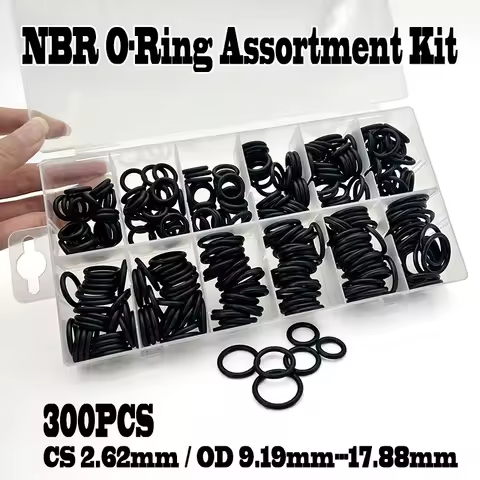 300Pcs Premium Black NBR O-Ring Assortment Nitrile Rubber Seal Ring Oil-Proof Wear-Resistant Sizes C