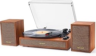 Vinyl Record Player with Bookshelf External Speakers, 33-1/3 45 78 RPM Classic Bluetooth Stereo Turn