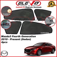 ELEVO Mazda 3 Mazda3 Sedan 2019 to 2021Present Magnetic Custom Fit Sunshade Magnet Shade Sun Protection 4pcs