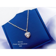 S925 Silver Plated Platinum "Pendant Necklace Set" (Set Rantai Leher+Loket) 925銀鍍鉑鑲鋯鏈墜項鏈組 PX-015