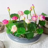 Simulated lotus flowers, lotus pods, lotus leaves, living room pond, fish tank decorations, simulate