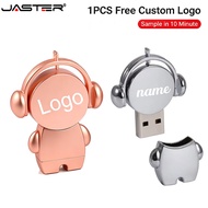 JASTER Cute Metal Music Man 128GB USB 2.0 Flash Drive 4GB 64GB Free Custom Logo Pen Drive Flash Memo