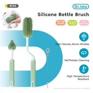 Dr.isla Silicone Milk Bottle Brush 3 in 1 Set360° Rotating Handle Baby Bottle Brushes Botol Susu BY2