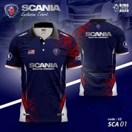 Scania Community Exclusive Polo Shirt – Navy-Red Industrial Design, "King of the Road" Emblem & Tran