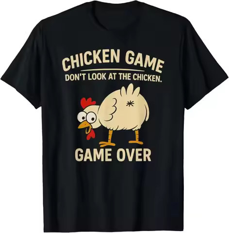 Casual Cotton Women Men Oversized T-shirt Chicken Game Don't Look At The Chicken Funny Chicken T-Shi