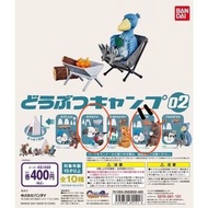 扭蛋 轉蛋 BANDAI 動物露營公仔場景組02  白腹鰹鳥款木椅版