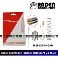 FULLSET PACKAGE PISTON SKEP CARBURETOR PE 24 26 28 30 BRASS COPPER TEFLON SKEP BLACK KABULATOR PE24 