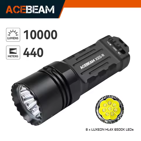ACEBEAM Tactical Flshlight X20-R USB C Charging Output SFT-25R LED 8000 Lumen 645 Meters With A Tail