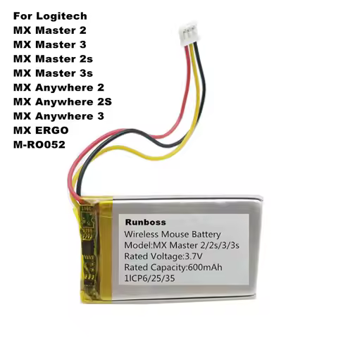 Replacement Mouse Battery For Logitech MX Master 2 3 2s MX Anywhere 2 2S MX ERGO M-RO052 910-004374 