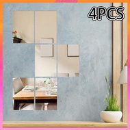 [Kloware2] 4x Mirror Sticker Removable Easy to Use Mirror Tiles for Gym Door Wall Decor