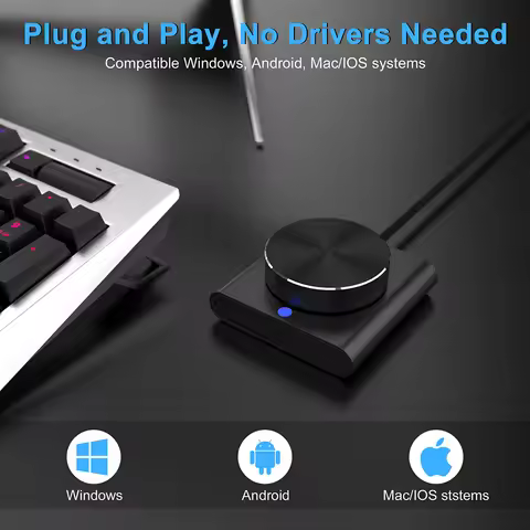 USB Volume Control Knob PC Computer Speaker Audio Volume Controller 2 Modes Metal Volume Knob with U