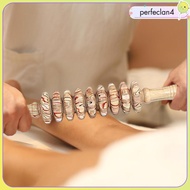 [Perfeclan4] Wooden Massage Roller Professional Wood 9 Wheels for Abdomen Muscle Belly Wheels Massag