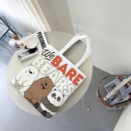 We Bare Bears Ladies Korean Version Large Canvas Tote Bag Casual Shoulder Bag Crossbody Handbag