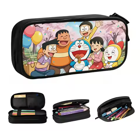 Kawaii Doraemon Dorami Nobita Shizuka Pencil Cases for Girls Boys Gian Suneo Large Capacity Pen Box 