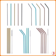 Stainless Steel Cocktail Straw Beverage Coffee Milk Tea Straw Brush Straight Pipe Elbow Metal Beverage Pipe Set