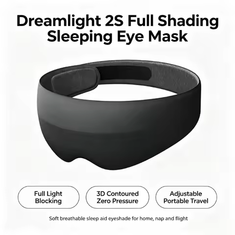 Dreamlight 2S 3D Contoured Sleeping Eye Mask Full Light Blocking Zero‑Pressure Sleep Mask Adjustable
