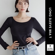 JAPAN PATENTED 24HRS Bra Padded Boat Neck Long Sleeve Top ｜ Anti-Sagging Up Fit Sleep BAMBI WATER