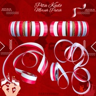 MERAH 1 Meter Red and White Gift Ribbon Size 2cm 2.5cm 3.8cm | Red and White Flag Ribbon 20mm 25mm 2