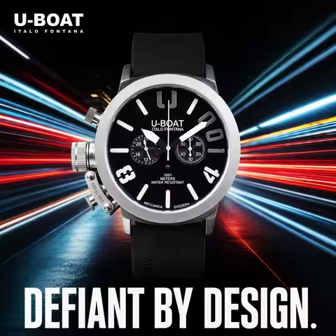 U-BOAT Italo Fontana Quartz Chronograph Watch Men's 44mm Silicone Strap 1001M Waterproof Casual Spor