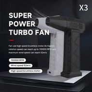 Turbo Handheld Fan with High-Speed Brushless Motor X3 Mini Jet Blower USB Rechargeable Portable Multi-Functional Small Fan for Outdoor Camping, Dust Remova