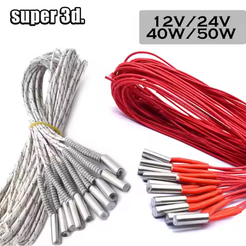 12V/24V 40W 50W Ceramic Cartridge Heater 6*20mm 1M /2M Cable 3D Printer Print Head Induction Heater 
