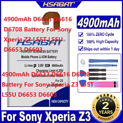4900mAh D6633 D6616 D6708 Battery For Sony Xperia Z3 L55T L55U D6653 D6603