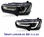 ไฟหน้า MITSUBISHI LANCER EX 2009 สีดำ V.3 (V) มิตซูบิชิ แลนเซอร์