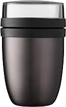 Mepal Lunch Pot Ellipse – Titanium – 500 ml Practical Thermal Container, Yoghurt, Go Cup – Keeps Food Warm or Cool for a Long Time, Polypropylene, Titan, 500 + 200 ml