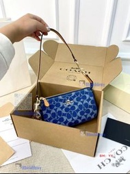 Coach蔻驰Nolita15麻将包，牛仔蓝色配金色五金