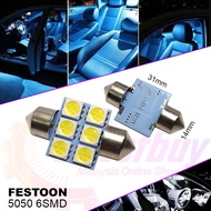 FESTOON 5050 6SMD LED Car Interior Room Reading Dome Door Light Bulbs 12V 24V