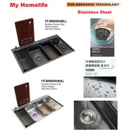 Itto IT-D9050 Nano Black Multiple Kitchen Sink PVD EMBOSSED TECHNOLOGY (NON RETURNABLE)