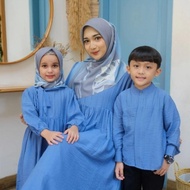 Adam Hawa Family Couple Sarimbit Gamis Koko Ayah Ibu Anak Bayi Denim