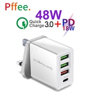 Pffee 50W 48W PD 20W 18w + QC Qualcomm Super Quick Charge 3.0 Fast Charging Charger Adapter Type C P