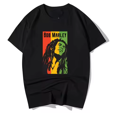 Bob Marley Rock Hip Hop T Shirt Men Clothing Fashion Retro Graphic Tshirts Summer Casual Streetwear 