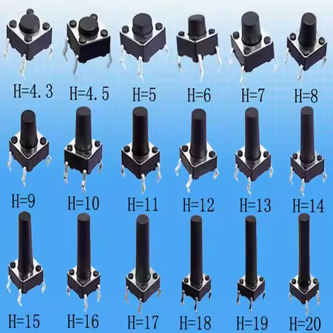 200PCS/Lot Push Button Switch 6*6MM 6*6 Light Touch H= 12mm/13mm/14mm/15mm/16mm