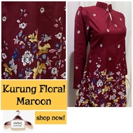Baju Kurung Floral Raya 2023 Maroon