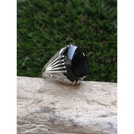 PERMATA AKIK YAMAN HITAM ASLI RING PERAK /SILVER 925