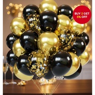 Black Gold Confetti Latex Balloon Set, 175pcs 5/12 Inch for Birthday, Wedding, Graduation, Anniversa