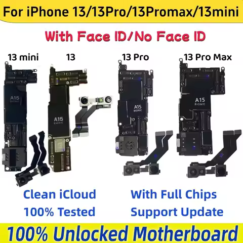 Testesd For iPhone 13 Pro Max Motherboard With/No Face ID Logic Board Unlocked Clean ICloud For iPho