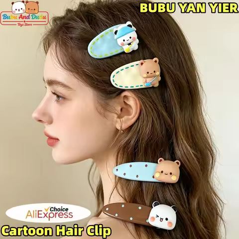 Official Original Panda Bubu And Yier Hairpin ，Cute Panda Bubu And Dudu Cartoon Hair Clip Ins Headwe