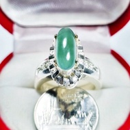 (JG031) แหวนหยก พม่าแท้ Jadeite Type A แหวนหัวหยก ตัวเรือนลำลอง คละไซส์