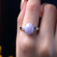 紫羅蘭翡翠蛋面戒指 PT900白金鑽石 | 天然緬甸玉翡翠A貨 | 送禮