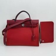 Hermes 愛馬仕 herbag 31 楓葉紅單肩包 銀扣