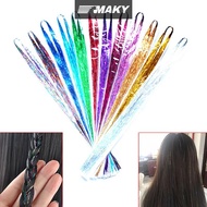 newwellknownepic 120 Strands Hair Tinsel Silk Hair Flare Strands Glitter Rain Hair Decor VN