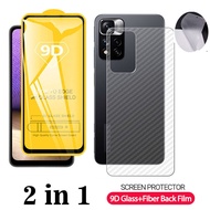 🌈🌈 2 in 1 9D กระจกนิรภัยป้องกันหน้าจอ + ไฟเบอร์ฟิล์มด้านหลังสำหรับ Xiaomi Redmi 9T 9A 9C 8A 8 7 7A 6 6A 10C 10X Redmi Note 11 10 9 8 7 Pro 9S 10S 11S 11T 9 Pro Max Poco X3 Pro Nfc F3 Mi 10T 11T Pro 11 Lite 9H กระจกนิรภัยเต็มรูปแบบ